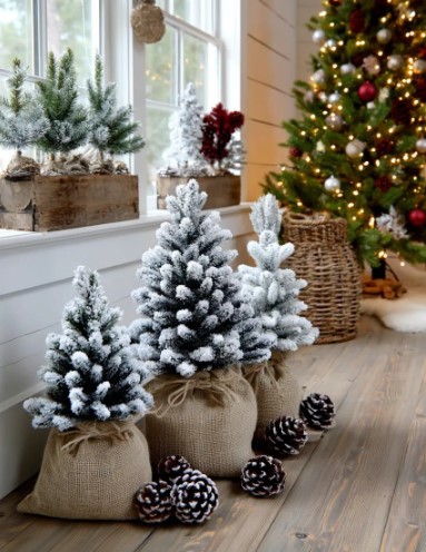 Snowy Pinecones and Mini Trees