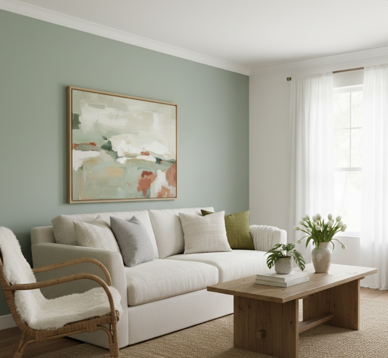 Soft Sage Green Accent Walls