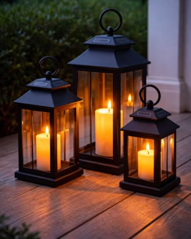 Solar Powered Lantern Trio