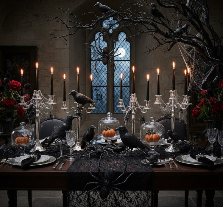 Spider and Raven Tablescape