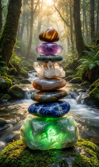 Stacked River Stones or Crystals