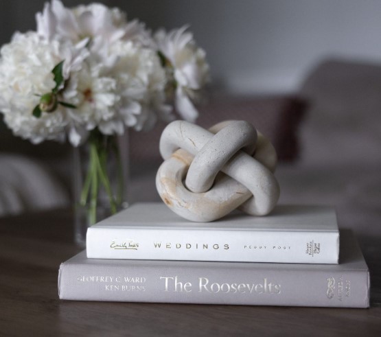 Stacked White Coffee Table Books