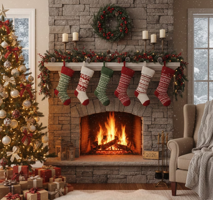 Stockings Above the Fireplace