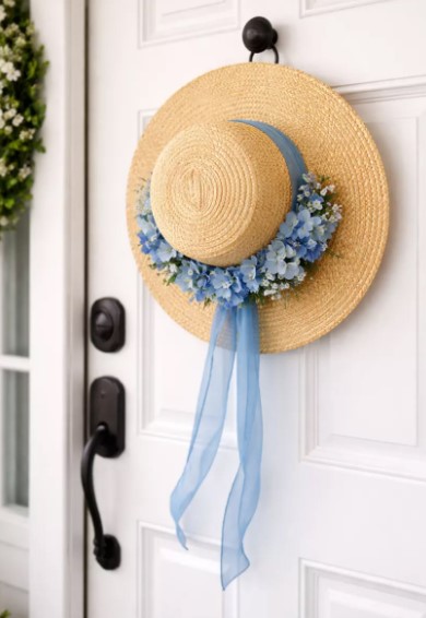 Straw Hat Door Decor
