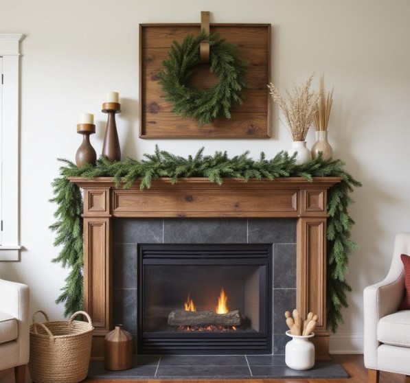 Stylish Mantel with Torn Fabric
