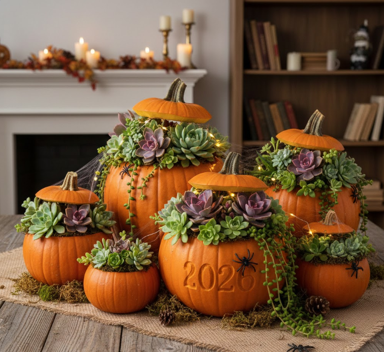 Succulent-Filled Pumpkins
