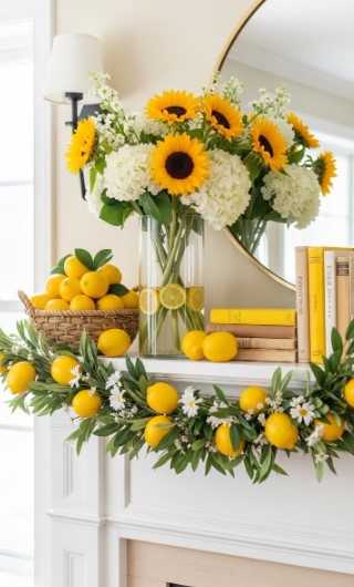 Summer Mantel Decorating