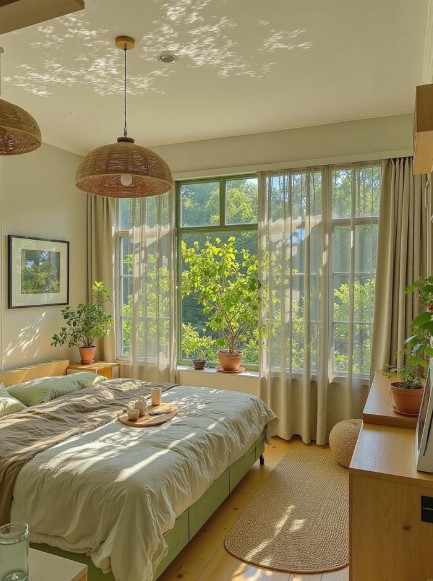 Sunlit Bedroom with Classic Farmhouse Style