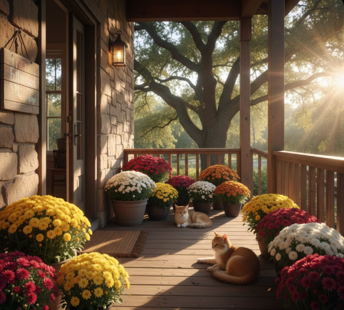 Sunny Welcome with Mums