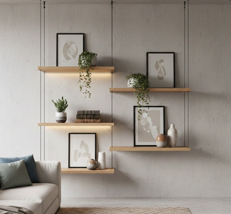 Suspended Shelving Wall