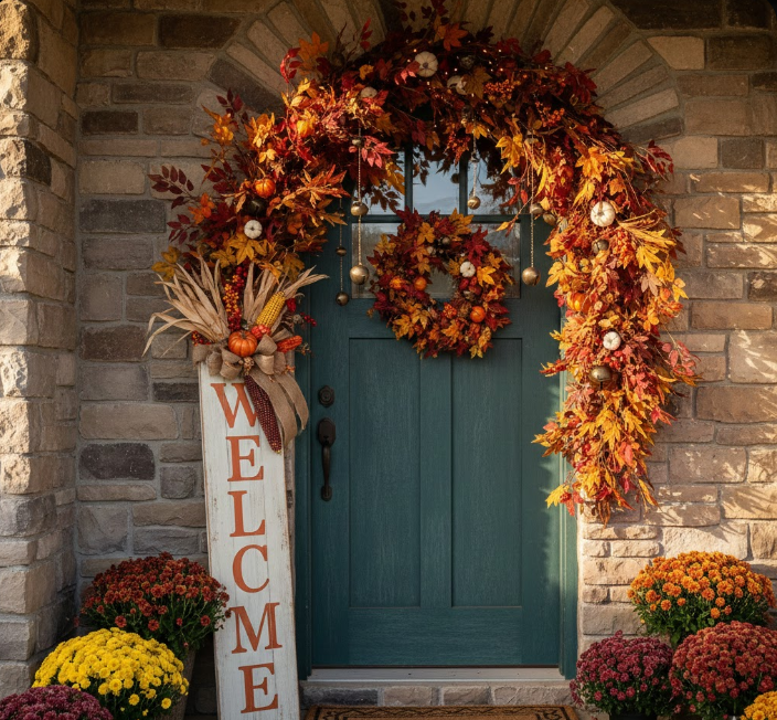 Tall Welcome Sign and Garland