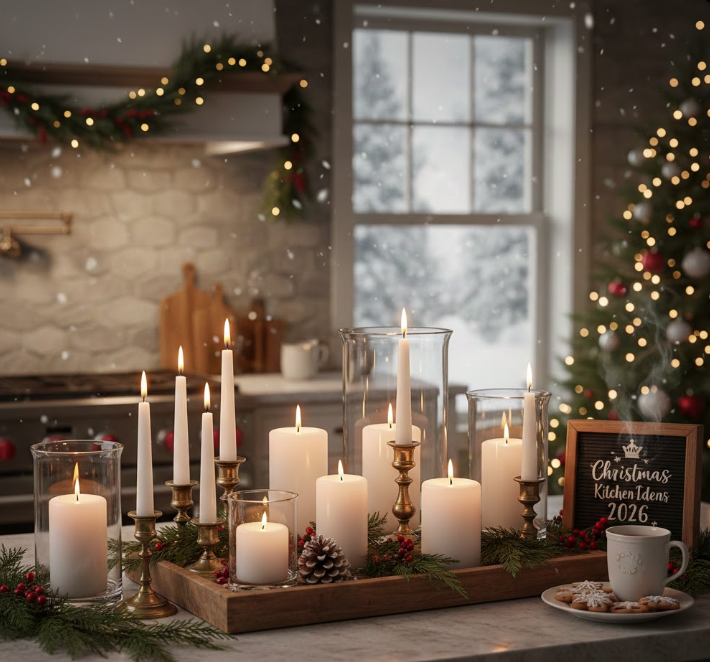 Taper Candles in Varying Heights on the Counter