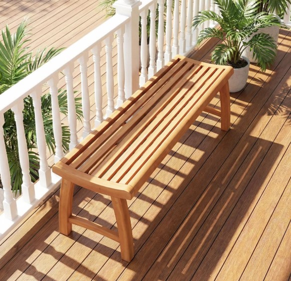 Teak Wood Slat Bench