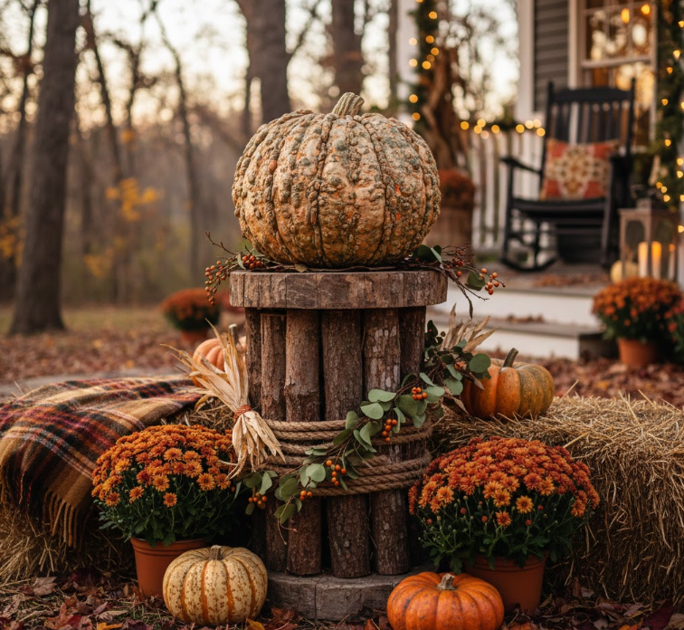 Textured Pumpkin Pedestal