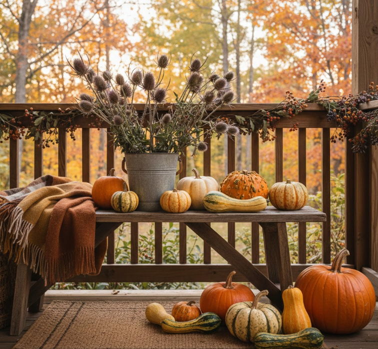 Thistle and Gourds: A Rustic Pair