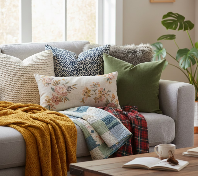 Throw Pillows and Blankets