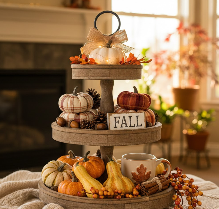 Tiered Tray Full of Fall