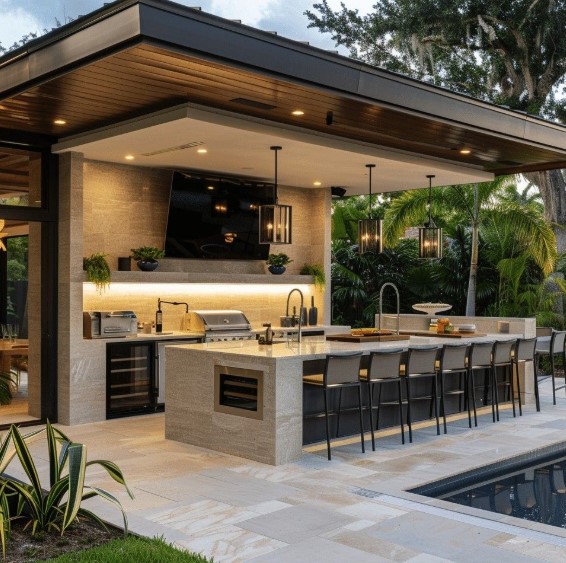 Transitional Patio Kitchen