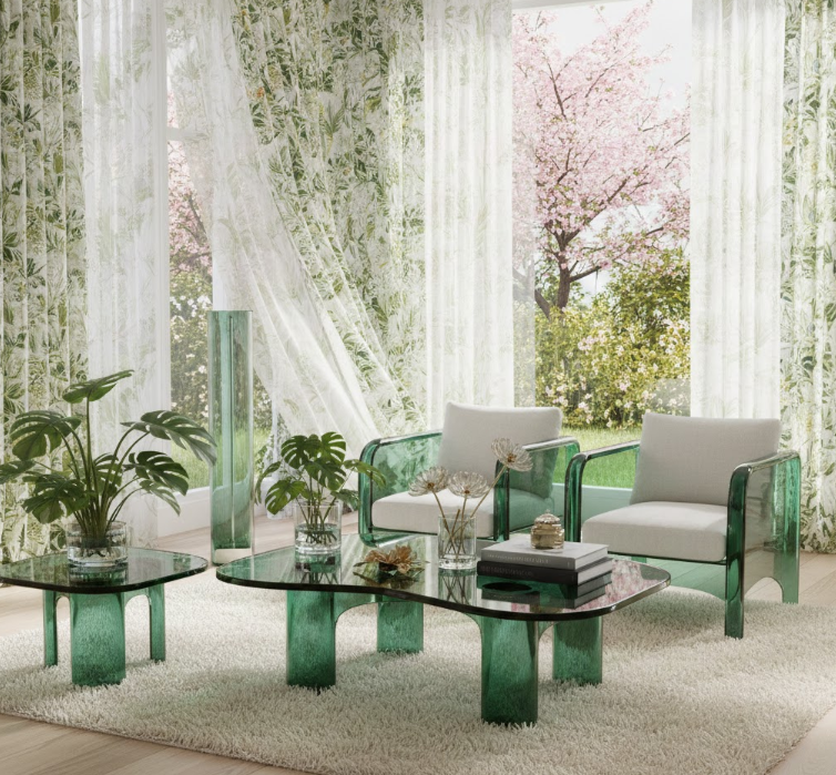 Translucent Emerald Green Glass Furniture