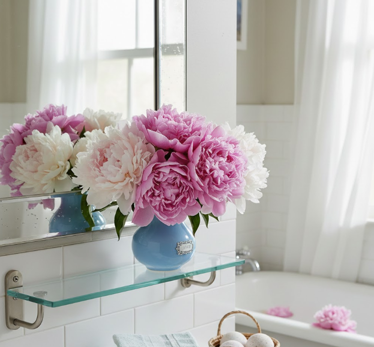 Try Peonies in a Blue Bud Vase