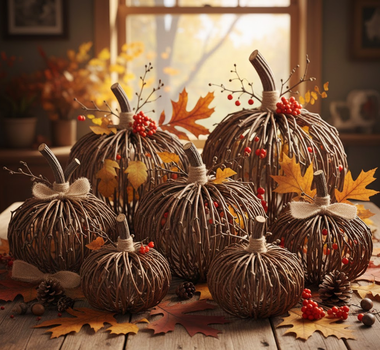 Twig Pumpkin Art