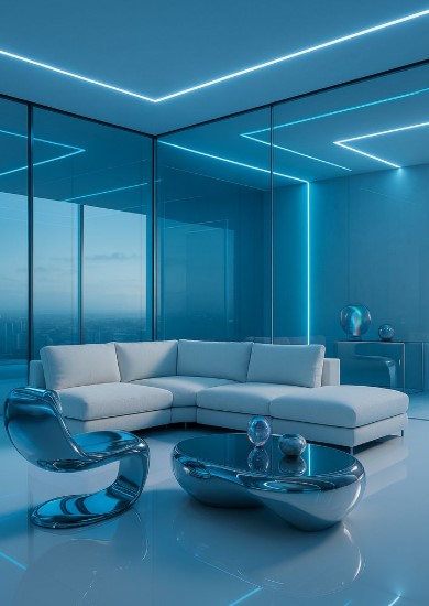 Ultra-Modern with Cool Blue Accents