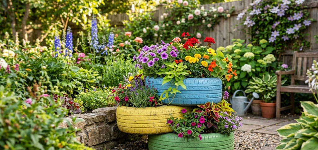  Upcycled Tire Planters