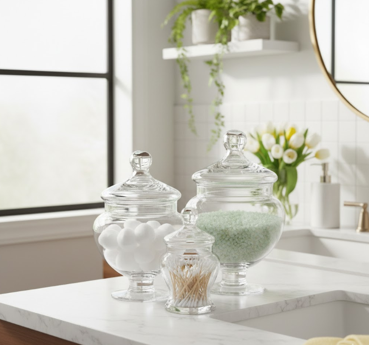 Use Clear Glass Apothecary Jars