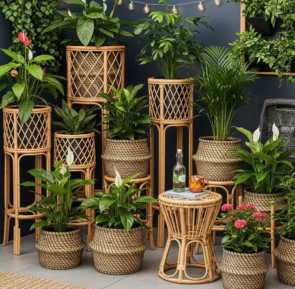 Use Woven Wicker Planters