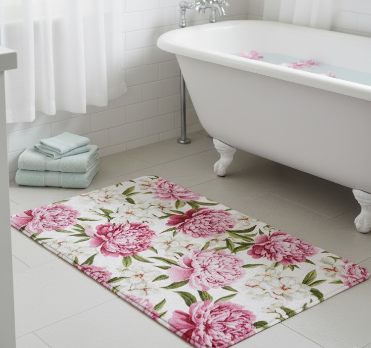 Use a Floral Print Bath Mat