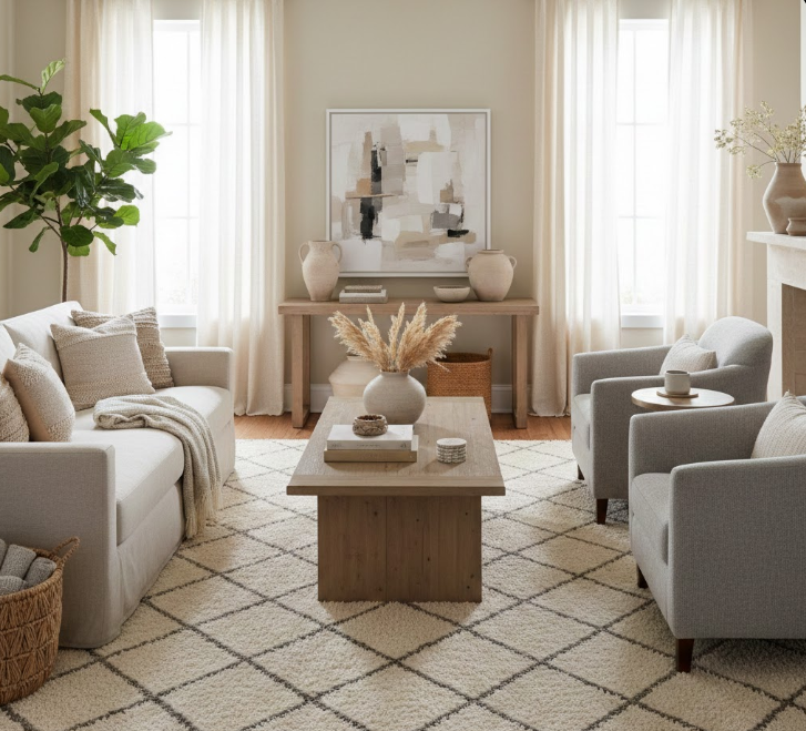 Use a Neutral Patterned Rug
