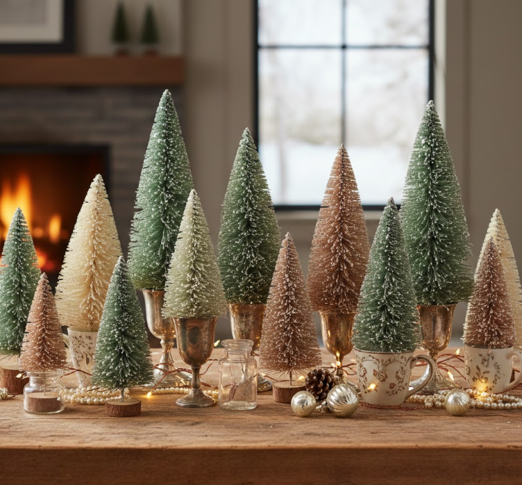 Vintage-Inspired Bottle Brush Trees
