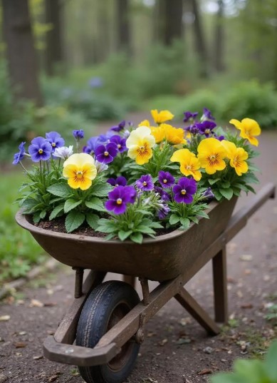 Vintage Wheelbarrow Flower Bed