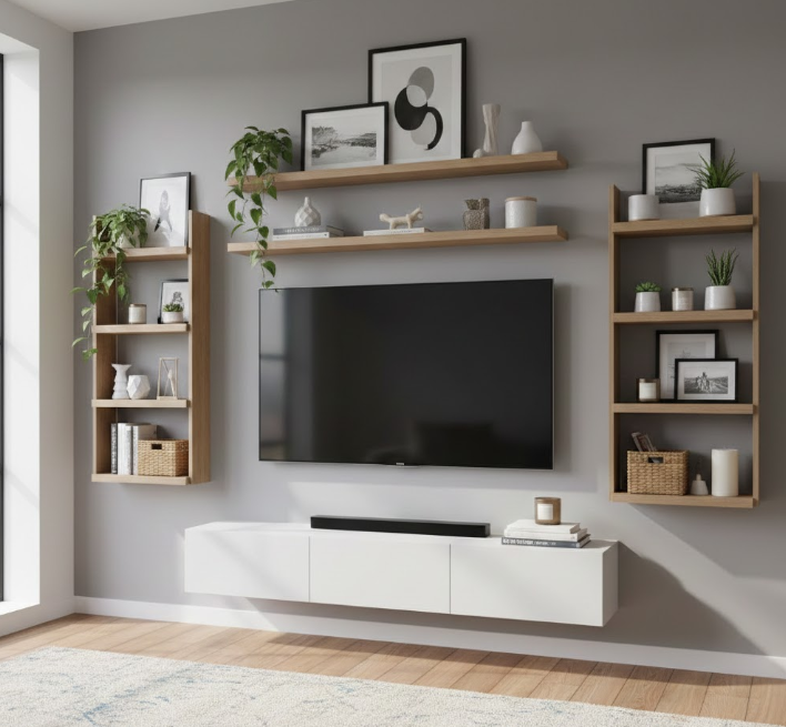  Wall-Mounted Shelving Around the TV