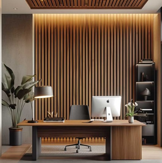 Walnut Vertical Wood Slat Wall