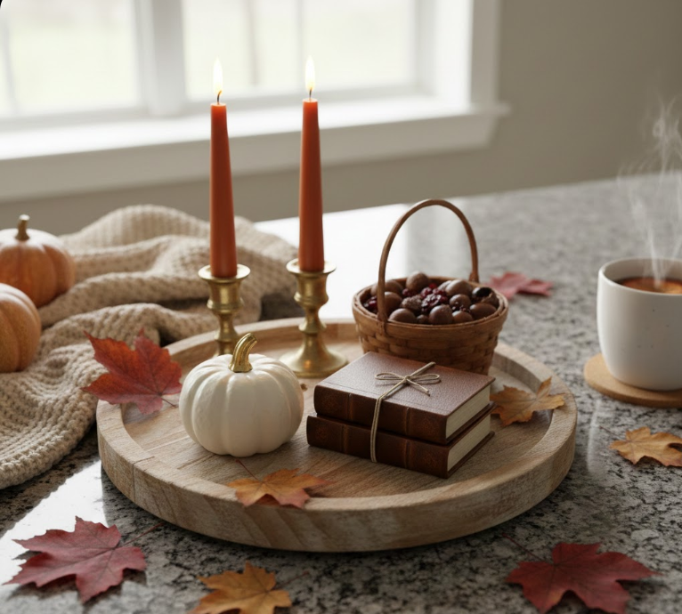 Warm Fall Vignette on Granite