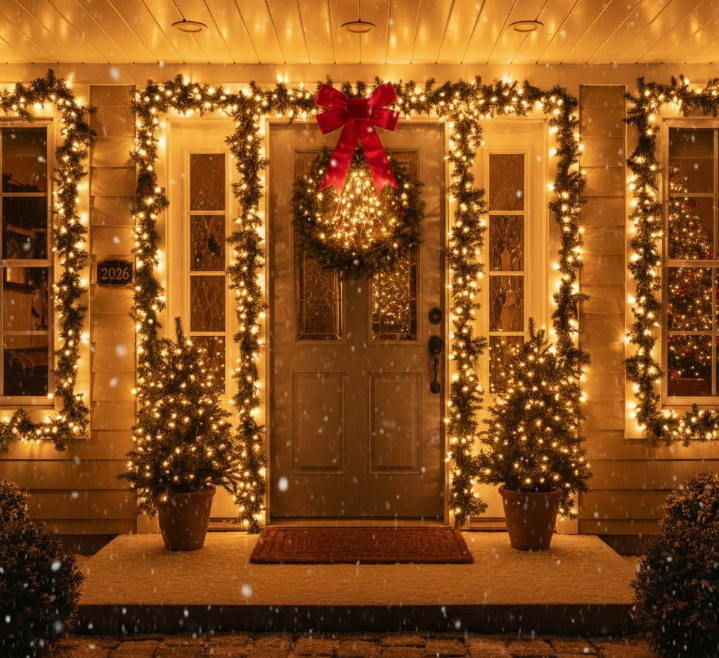 Warm Front Door Christmas Lights