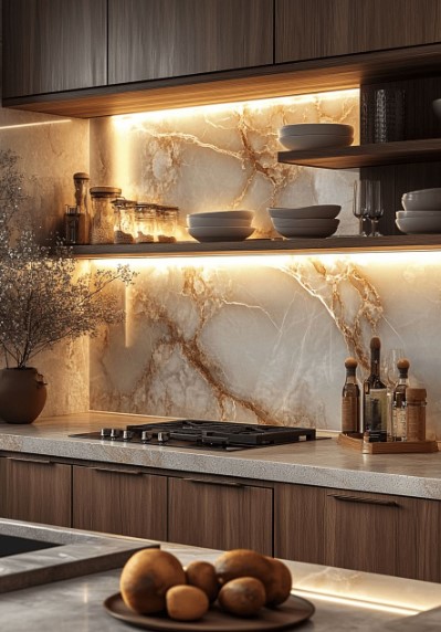 Warm-Toned Backsplash