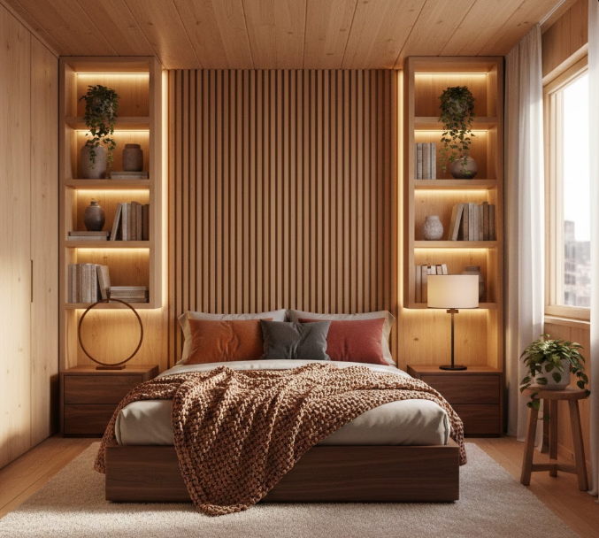 Warm Wood Tones in Tiny Rooms