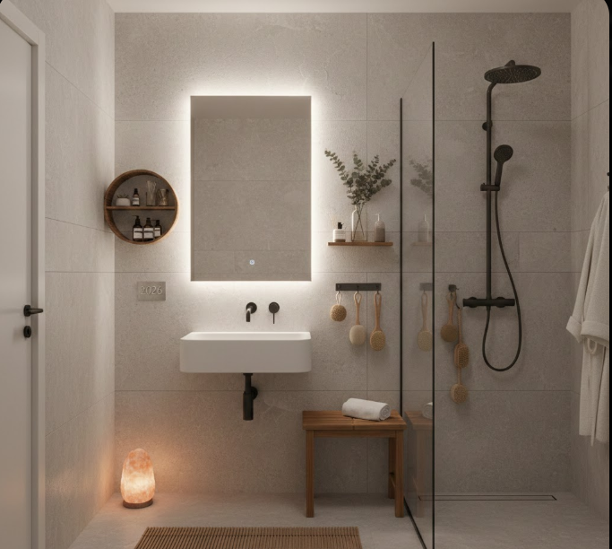  Wellness-Focused Details in Tiny Bathroom