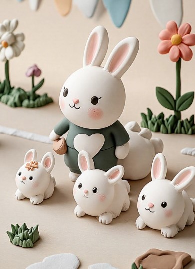 Whimsical Bunny Figurines