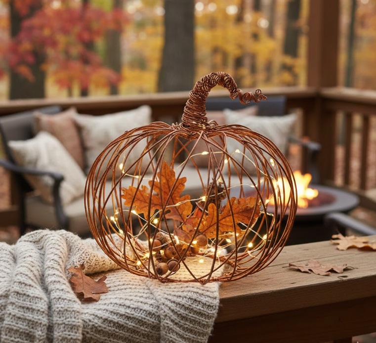 Whimsical Wire Pumpkin