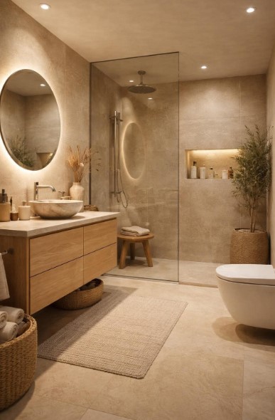 White Oak Vanity in a Neutral Space