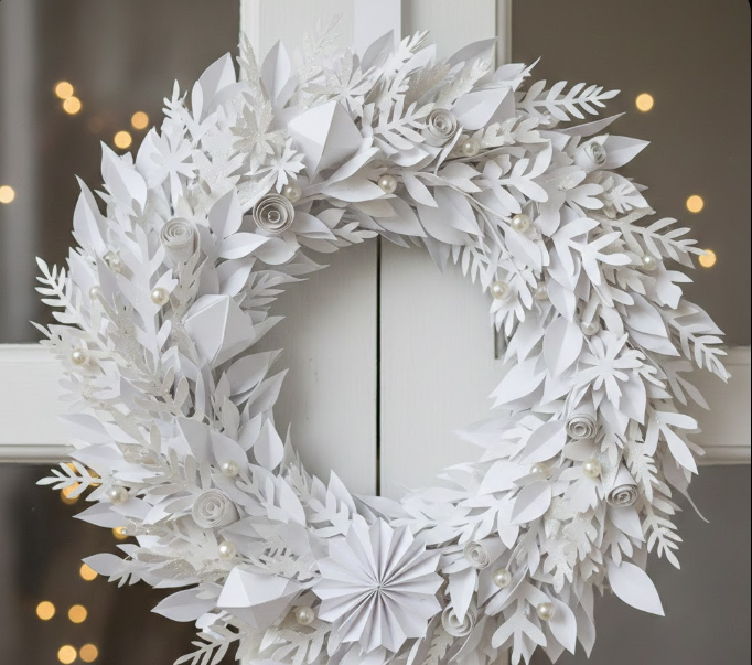  White Paper Foliage Wreath 
