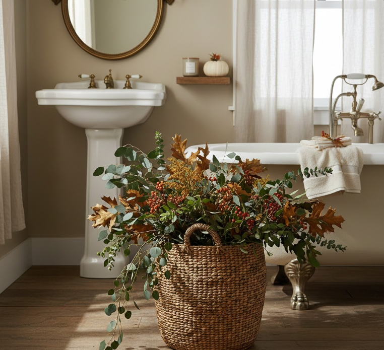 Wicker Basket and Greenery
