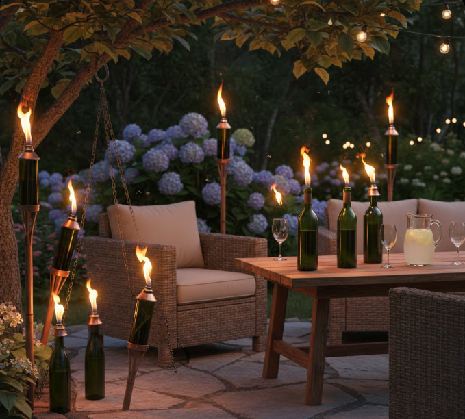 Wine Bottle Tiki Torches 
