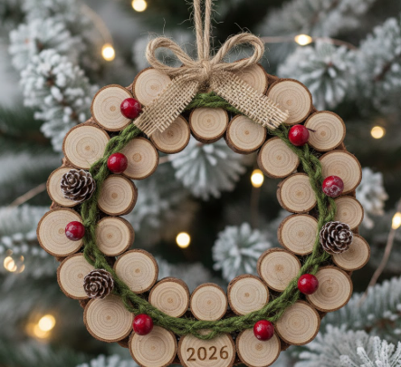 Wood Slice Wreath Ornament