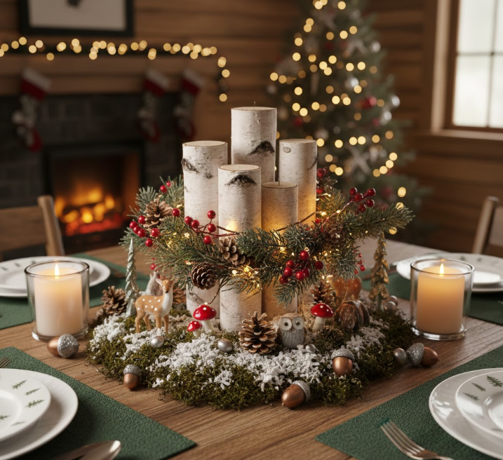 Woodland Christmas Table Centerpiece