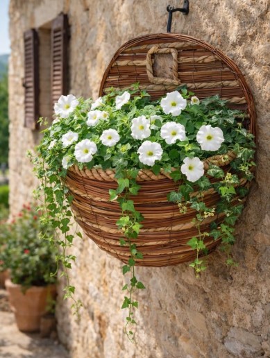 Woven Basket Wall Planter