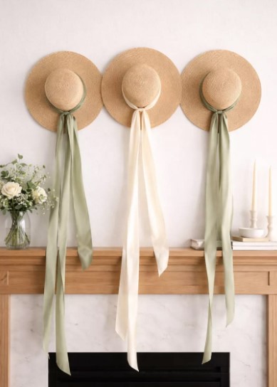 Woven Straw Hats with Silk Ribbons